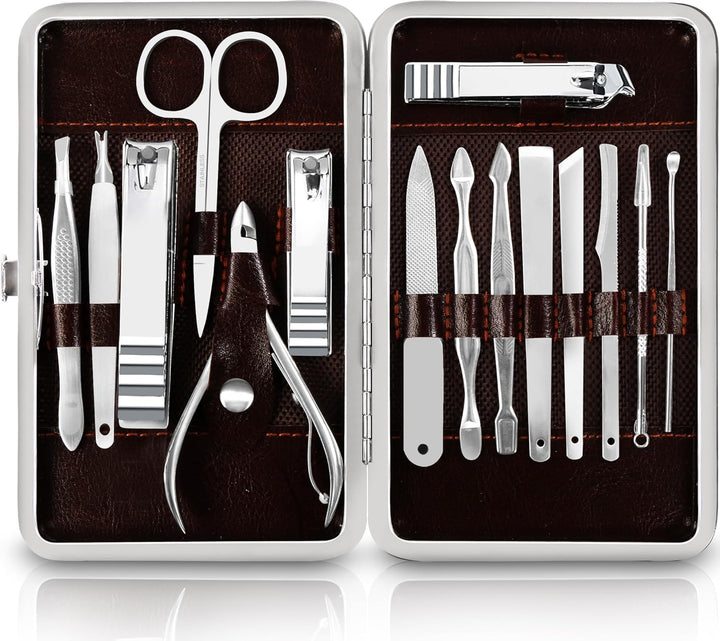 Nail Clippers Professional Nail Kit or Manicure Kit for Women and Men, Stocking Stuffers or Groomsmen Gifts 16Pcs Pedicure Set for Fingernail, Toenail Clippers with Travel Case