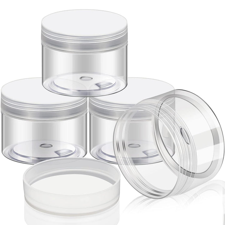 4 Pieces round Wide-Mouth Leak Proof Plastic Container Jars with Lids for Travel Storage Makeup Beauty Products Face Creams Oils Salves Ointments DIY Making(1 Ounce,White)
