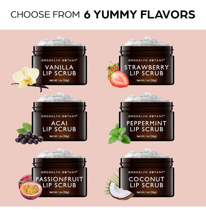 Lip Scrub Exfoliator 1 Oz – Lip Moisturizer for Dry Lips and Chapped Lips – Gentle Lip Exfoliator for Smooth and Brighter Lips – Peppermint Flavor