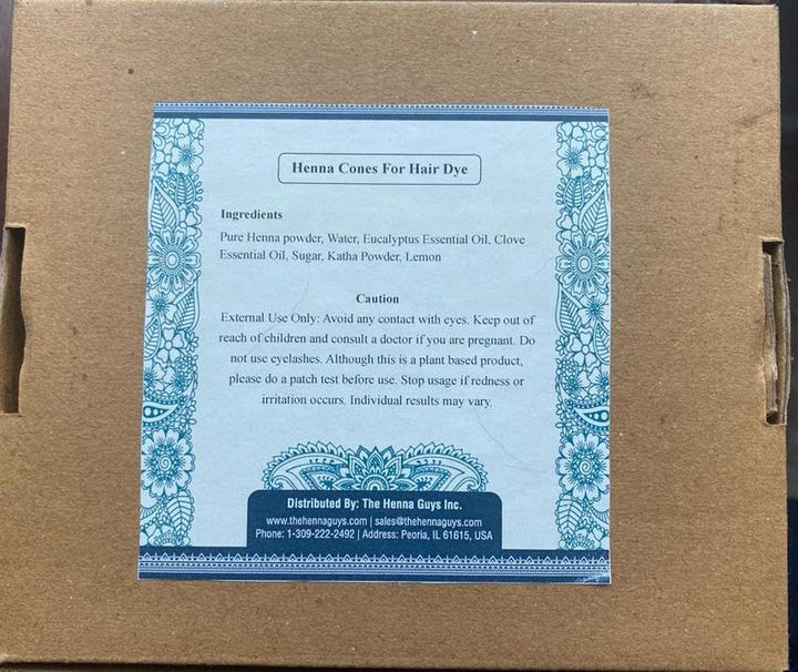 6 Pack of  100% Natural Ready to Use Henna Cones for Redish Brown Hair Dye - Perfect for Spot Hair Coloring