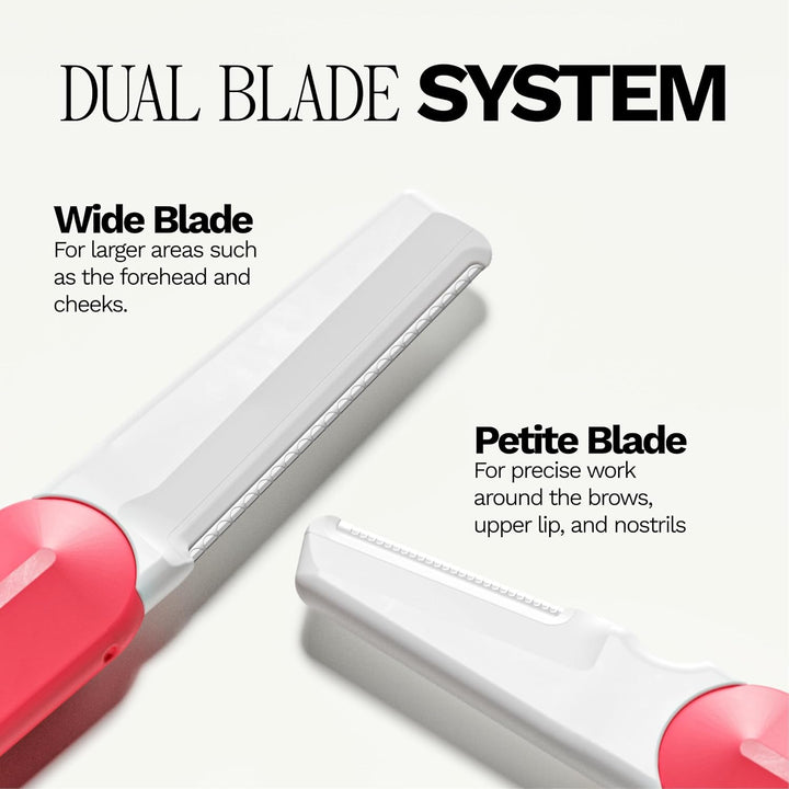 Dermaplane Starter Kit for Women in Rose – Facial Razor & Exfoliating Blade Set with Pre-Shave Magic Wipe, Gentle Skin Cleanser, Glow Moisturizer & 2 Disposable Dermaplane Blades