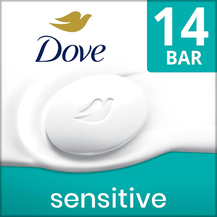 Beauty Bar Soap Sensitive, 8 Bars for Sensitive Skin, Fragrance Free and Hypoallergenic 3.75 Oz