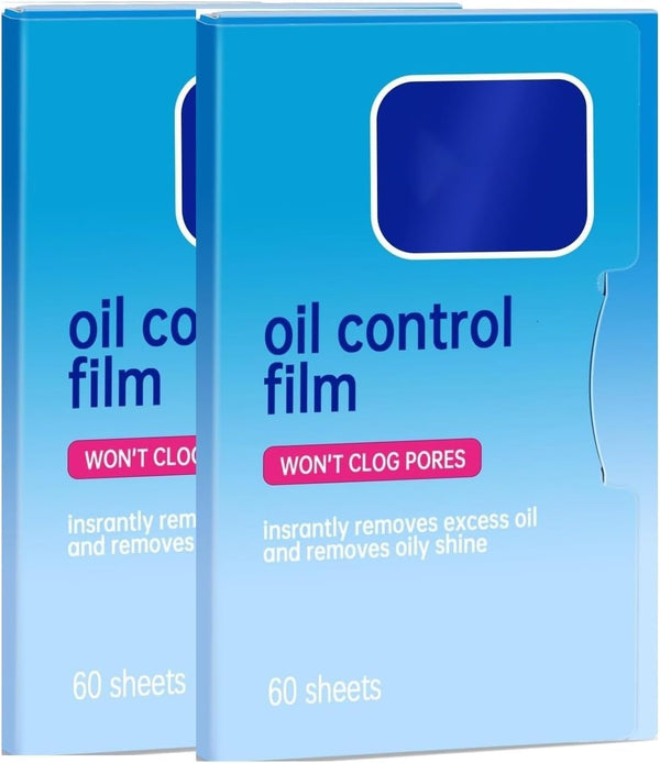 2 Packs Oil Blotting Papers for Face (120 Sheets) - Oil Absorbing Blotting Sheets for Oily Skin, Makeup-Friendly & Portable Oil Wipes