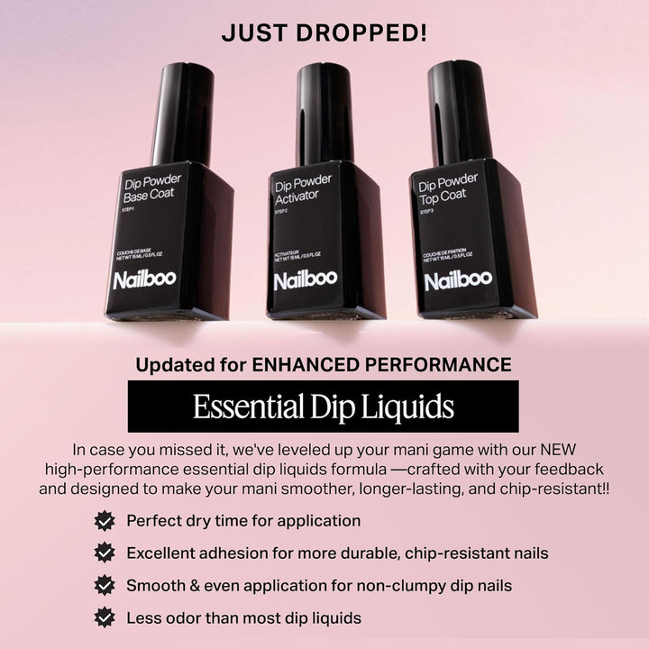 Dip Powder Liquid Set, Top Coat, Base Coat & Activator with New Premium Formula, DIY at Home Manicure, No UV Lamp Needed, for Beginners & Professionals, 0.5 Fl Oz (3 Pack)