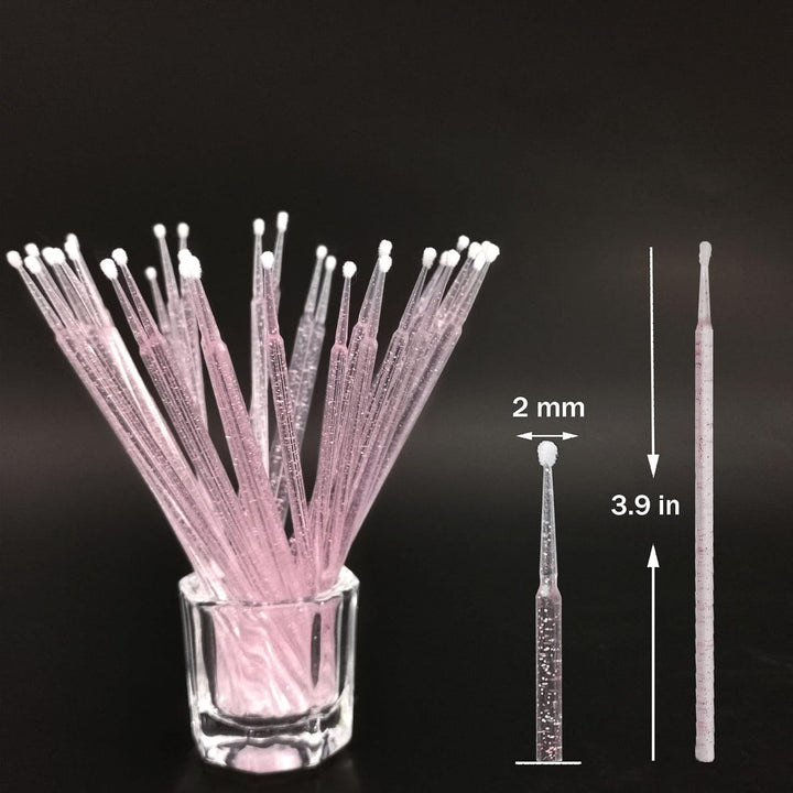 500 Pcs Disposable Micro Applicator Brush for Eyelash Extension, Micro Cotton Swabs, Lips Mascara Wands Pink