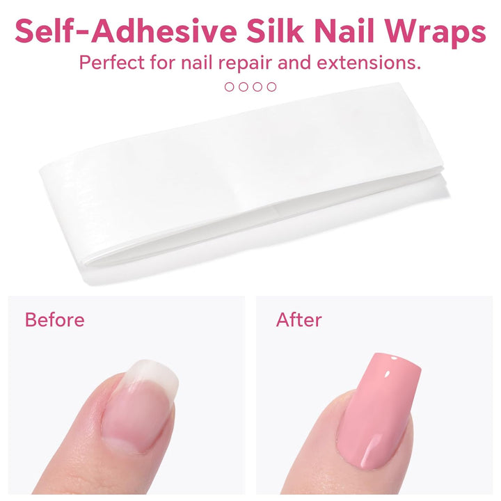Silk Nail Wrap Self Adhesive Repair Silk Nails Nail Break Split Repair Reinforcement Bandage Nail Extension Sticker Manicure Tools for Home DIY and Salon Use
