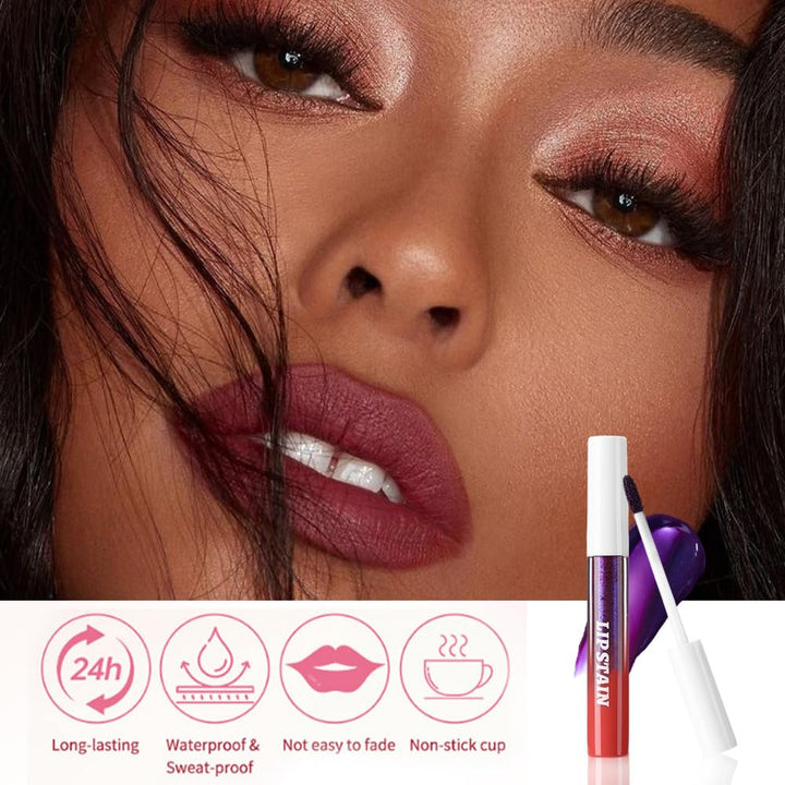 3Pcs Peel off Lip Stain Tints, Maroon Mauve Red Matte Liquid Lipstick Lip Stain Long Lasting Waterproof for Women, Non-Stick Cup Lipstick Peel off Highly Pigmented Not Faded Smudge-Proof Liptint