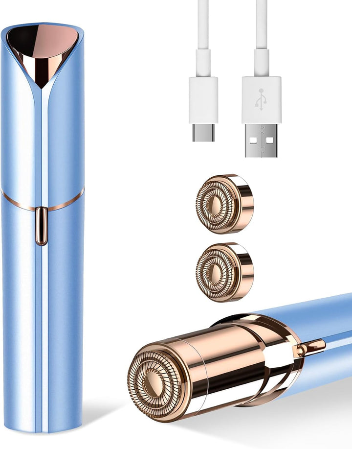 Facial Hair Remover for Women- as Seen on TV Painless Face Shaver -Mini Hair Remover, Electric Razor Shaver Portable Bikini Epilator for Lips, Chin, Armpit, Peach Fuzz, Fingers, Neck, Cheek(Rose Gold)