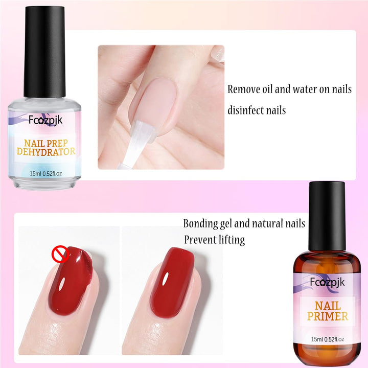 Nail Dehydrator and Nail Primer with Cuticle Oil Set, Air Dry Bonding Primer for Acrylic Nails No Lift, Acid-Free Prep Dehydrator, Natural Cuticle Oil for Nails, Manicure Accessories
