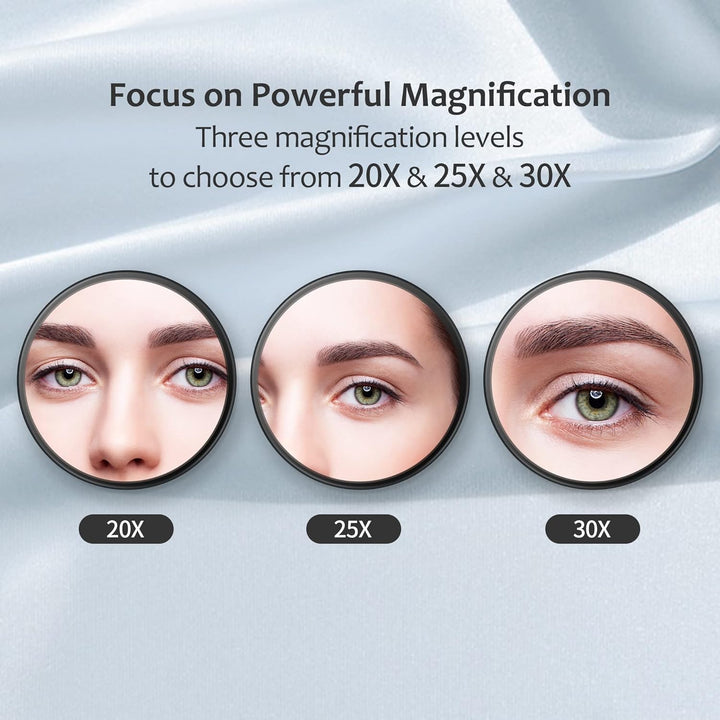 30X Magnifying Mirror, Small Travel Mirror with Suction Cup and Tweezers, 3.5 Inches