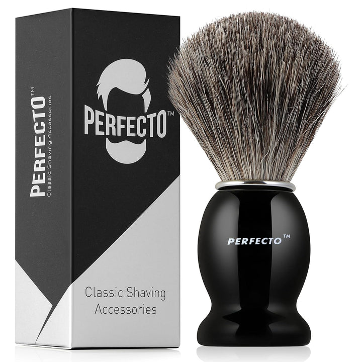 100% Pure Badger Shaving Brush-Black Handle- Engineered for the Best Shave of Your Life. For, Safety Razor, Double Edge Razor, Straight Razor or Shaving Razor, Its the Best Badger Brush.