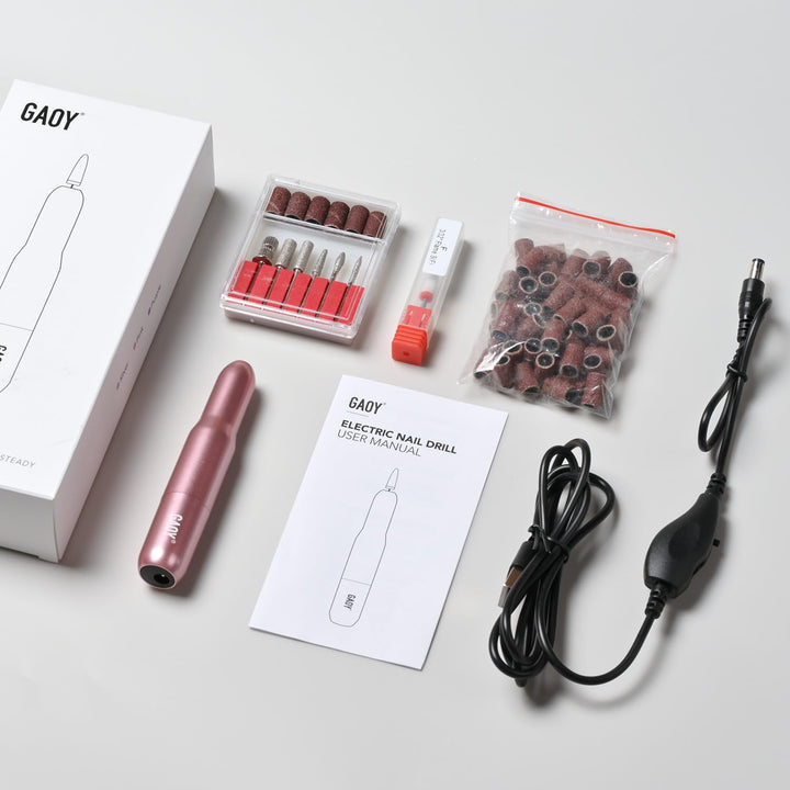 Electric Nail Drill for Acrylic and Gel, USB Electric Nail File, Portable Efile with Drill Bits, Manicure Pedicure Tools for Home Salon, Pink
