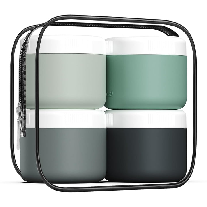 Travel Containers for Toiletries, Silicone Cream Jars Bpa-Free, Leak-Proof 2Oz Travel Size Containers, Portable Size Silicone Jars with Lid for Cosmetic Face Hand Body Cream (4 Pack)