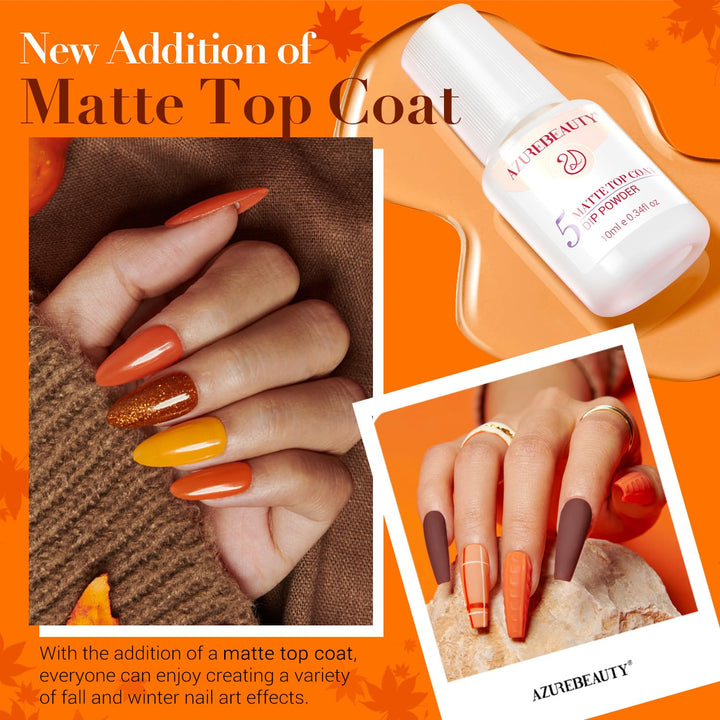 Dip Nails Powder Starter Kit, Maple Grey Sage Green Dark 8 Colors Set with Nail Sticks, Fall Nail Art Base Glossy/Matte Top Coat Activator Essential Liquid Manicure DIY Salon 30 PCS