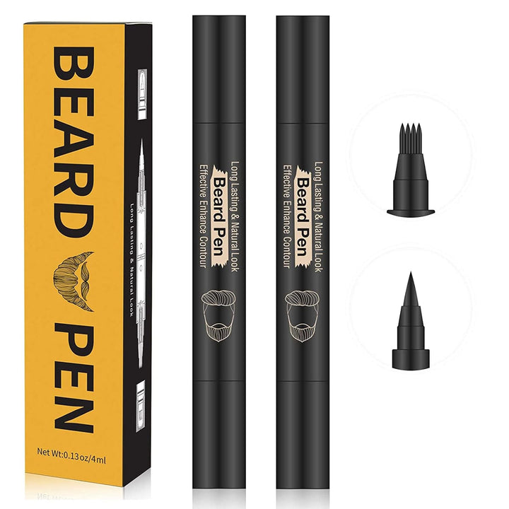 Beard Pencil Filler for Man Water Proof Beard Pen and Beard Brush Long Lasting Coverage Natural Finish, Male Mustache Repair Shape, Effective Enhance Facial Hair （BLACK）