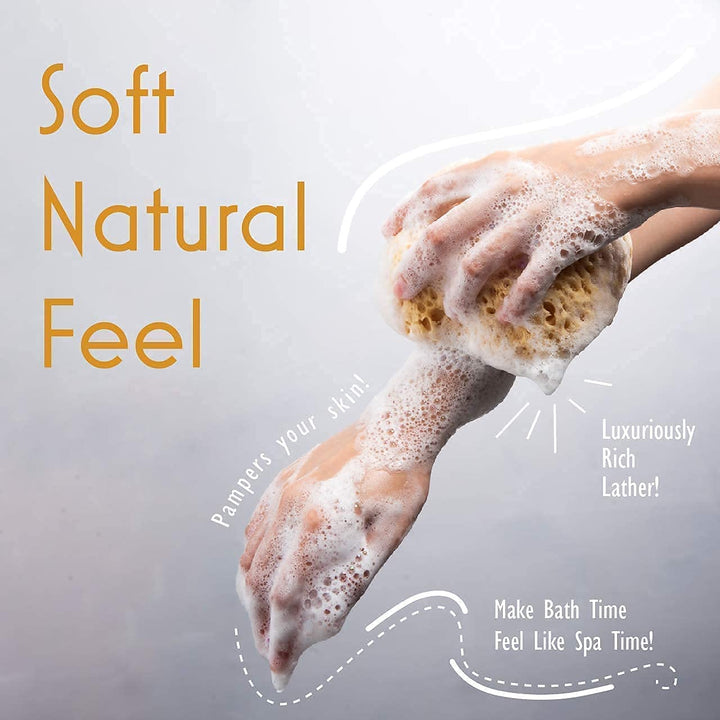 Bath Sponge, Foam Loofah, Body Scrubber for Bathing, Exfoliating Shower Pouf for Shower – Large Size, Lots of Lather, Curvy, 3 Pack