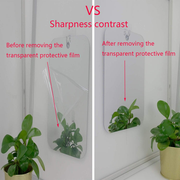 Fogless Shower Mirror (11Inx7.48In), Anti-Fog Frameless Wall Hanging Makeup & Shaving Bathroom Accessory (Large, Shaver Hook)