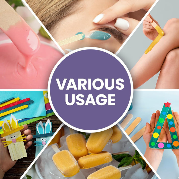 Craft Sticks, Popsicle Sticks, Premium Splinter-Free Wooden Sticks for Waxing, Wax Stick for Body and Face Waxing, 140 Pieces