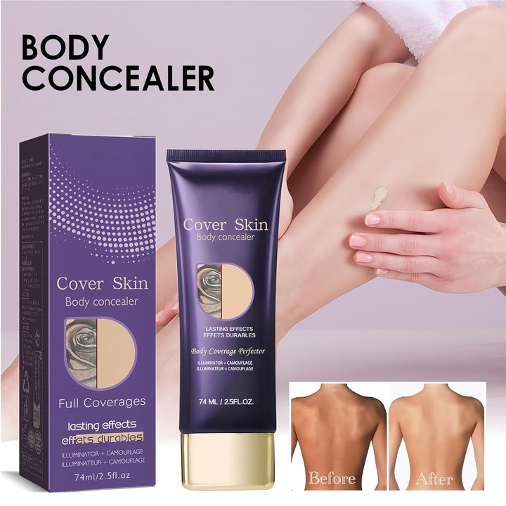 Waterproof Body Concealer for Legs and Body,Tattoo and Scar Cover Foundation,Natural Radiance, High Coverage, Transfer Resistant Body Makeup (Brush Included) 2.5Oz