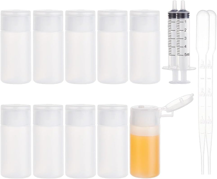 10 Pack 18Ml 0.6Oz Small Travel Squeeze Bottles Refillable Makeup Foundation Container Travel Essentials Sample Bottles for Toiletries, Shampoo Toner Cosmetic