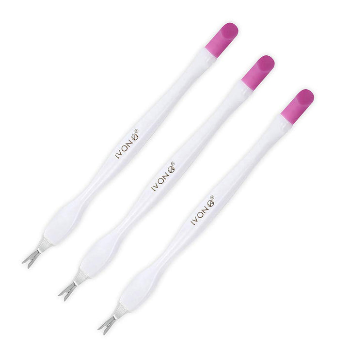 3 Pack Cuticle Trimmer Pusher Remover, Rubber Tip Gentle on Nail Bed