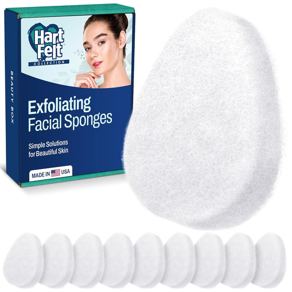 [10 Pack] Regular Exfoliating Facial Sponge for Face - Daily Cleansing Face Scrubber - Buf Dirt Away with Puf Styled Reusable Face Pads for Removing Makeup, Dirt, and Dead Skin - Made in USA