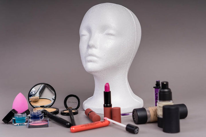 Styrofoam Model Heads ,Hat Wig Foam Mannequin Female Wig Head Stand ,Mannequin Head for Wigs , Wig Holder - round Base , 11 Inches Female Mannequin Head -1 Piece