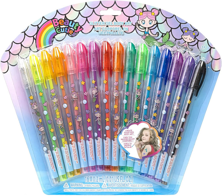 Disney Stitch 16 Piece Glitter Pen Body Art Set, Glittery and Bright Colors, Ages 3+ by