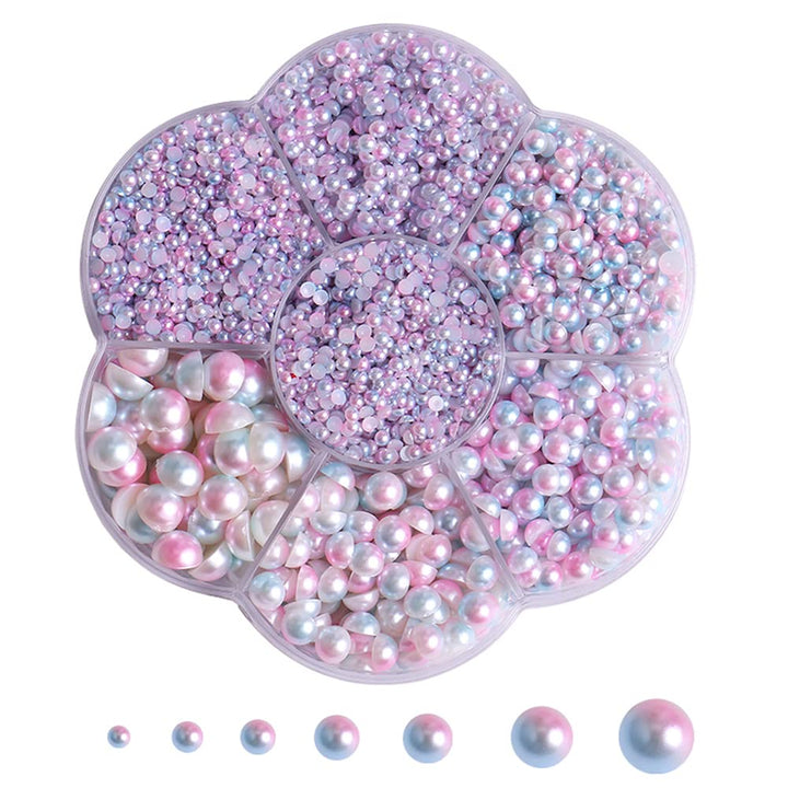 5800 Pcs Half Pearls for Crafts, Flatback Pearls for Artwork Making, DIY Rhinestones Accessory Nail Art, Face Gems Jewels Flat Back Craft Pearls - White