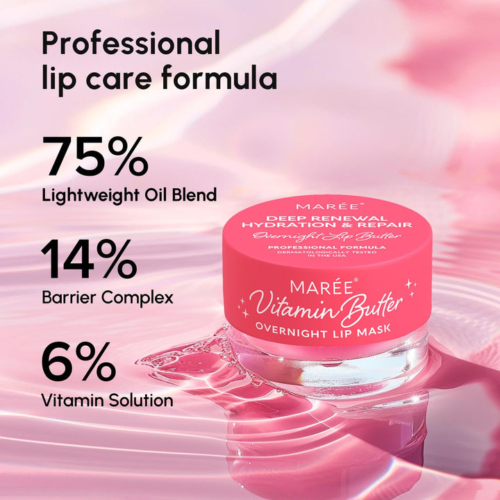 Lip Mask Overnight - Lip Moisturizer for Very Dry Lips - Hydrating Lip Butter Balm with Hyaluronic Acid & Collagen - Overnight Lip Treatment - Lip Sleeping Mask Repair - Hidratante De Labios