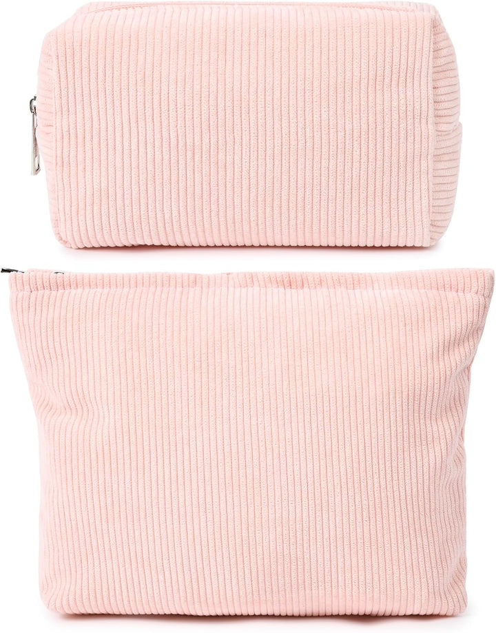 2 Pieces Makeup Bag Large Checkered Cosmetic Bag Capacity Canvas Mix Travel Toiletry Bag Organizer Cute Makeup Brushes Aesthetic Accessories Storage Bag for Women, Checkered Mix Rose Red