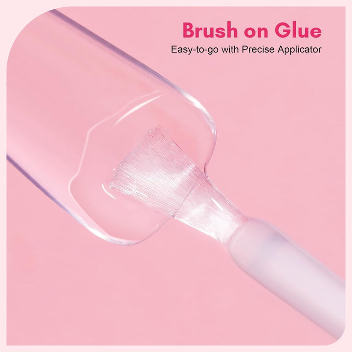 Super Strong Nail Glue for Press Ons: Acrylic Nail Tips-Fake Nails-Salon Quality, Brush On, Quick Dry, Easy Application Durable & Long-Lasting Fast Glue False Nails, Hema Free