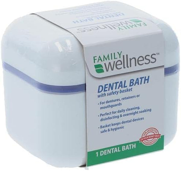 Denture Case, Denture Cup with Strainer Safety Basket, for Dentures, Restrainers, or Mouthguards