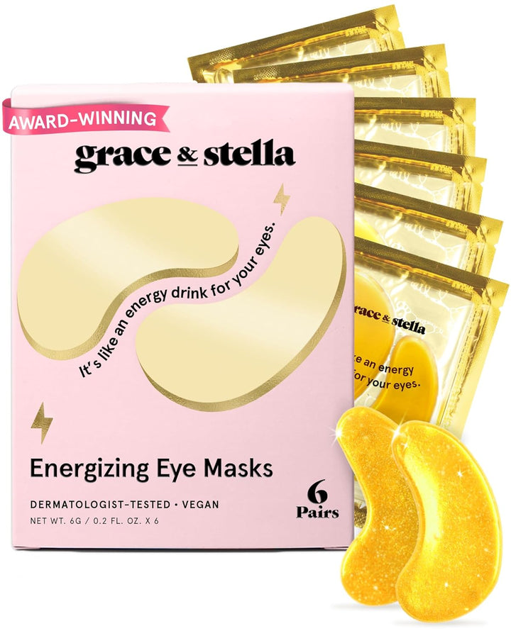 Award Winning under Eye Mask - Travel Essentials - Birthday Gifts for Women - Gel Eye Patches for Dark Circles, Puffy Eyes, Wrinkles, Undereye Bags - Vegan Self Care (48 Pairs, Gold)