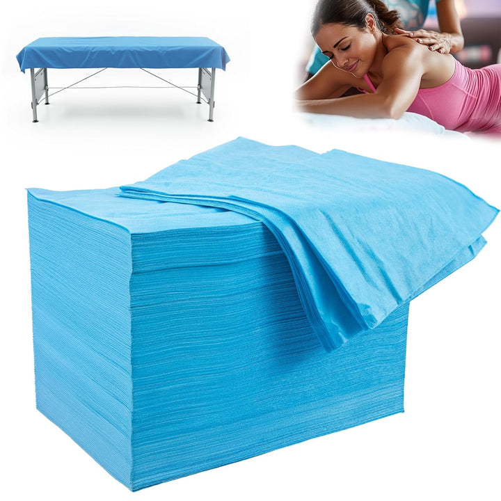 100 Pack 31" X 71" Disposable Non-Woven Massage Table Bed Covers - 2-Ply Waterproof Spa Sheets for Facial, Tattoo & Waxing.