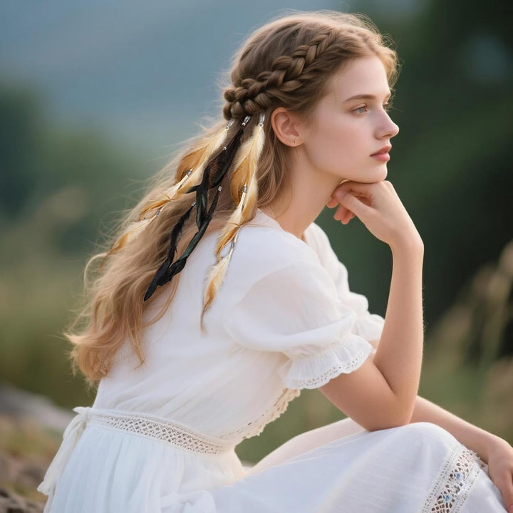 Feathers Hair Extensions for Women Boho Clip-In Hair Feather Accessories for Carnival Halloween Party Performances Photo Shoots, Brown Black Dark Coffee(3 Pcs)