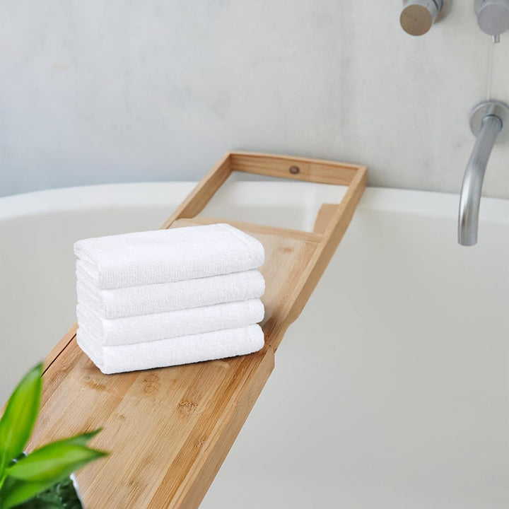 Cotton Washcloths, Quick-Dry, 12" X 12", 12-Pack, White