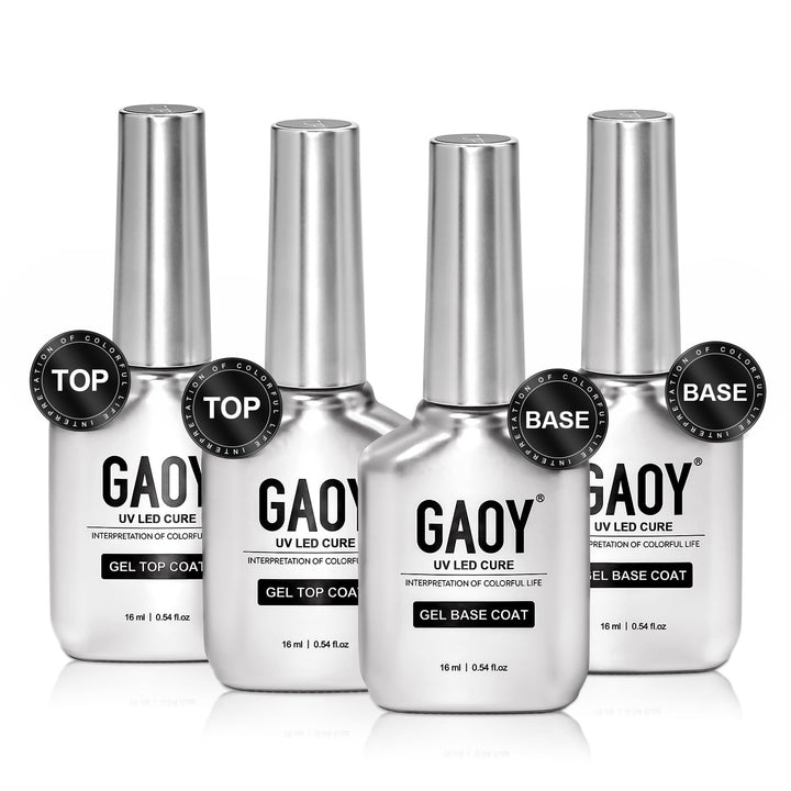 16Ml 2 Pcs Glassy Gel Top Coat and Base Coat Set,No Wipe Foundation Combination for UV Light Cure Nail Polish