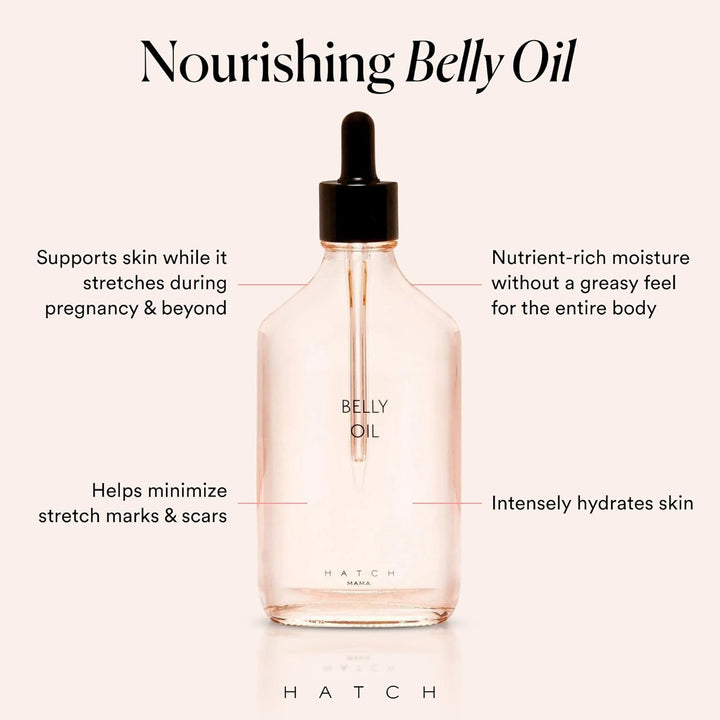 Belly Oil, Pregnancy & Postpartum Skincare for Stretch Marks, Quick-Drying for Full Body & Soothes Irritation, plus Vegan, Clean & Plant-Based, 6.7 Fl Oz