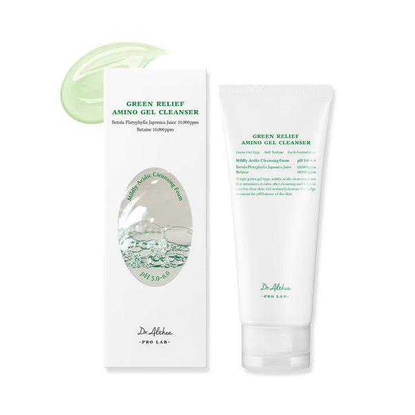 Green Relief Amino Gel Cleanser | Lightweight & Hydrating Makeup Remover | Daily Face Wash with Hyaluronic Acid | Korean Vegan Skincare for All Skin Types | 3.38 Fl Oz