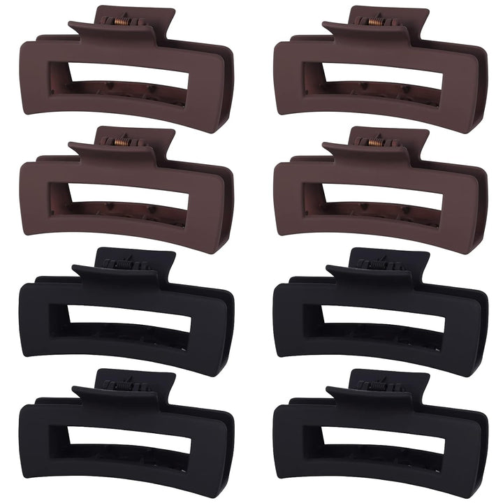 8 Pcs Large Hair Claw Clips 4.1 Inch Non-Slip Big Square Matte Claws for Women, Strong Hold Banana Clips for Thick Thin Hair