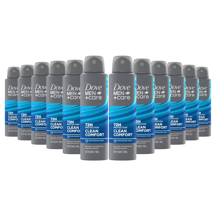 Dove Men+Care Antiperspirant Dry Spray Deodorant for Men Clean Comfort 72 Hour Sweat and Body Odor Protection - 3.8 Oz 3 Count