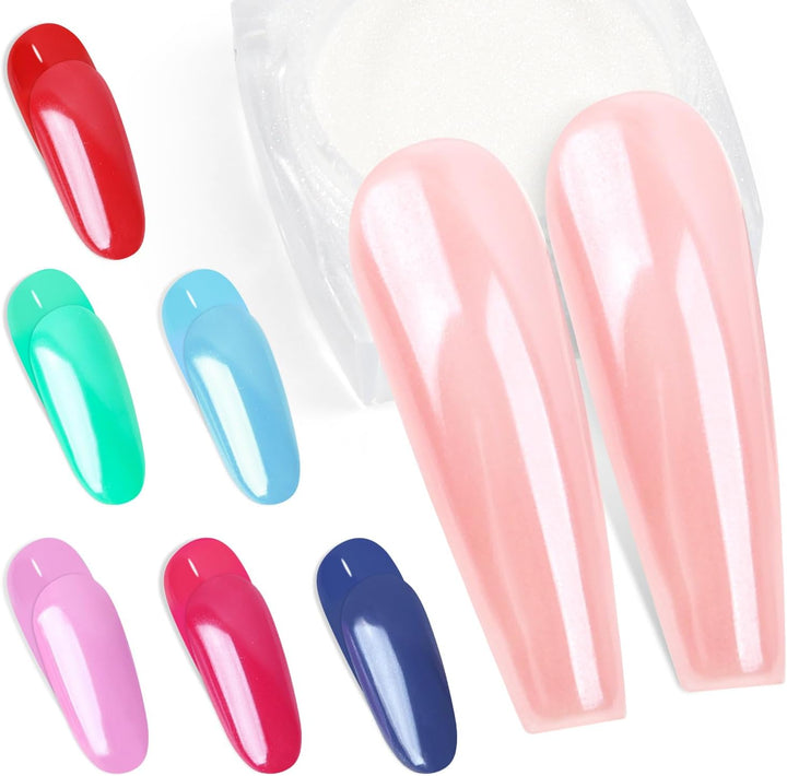 White Pearl Chrome Nail Powder,Iridescent Aurora Powder Metallic Mirror Effect Pigment Pearlescent Mermaid Pigment Pearl Glitter Dust Kit,Nail Art Decoration, Resin Craft