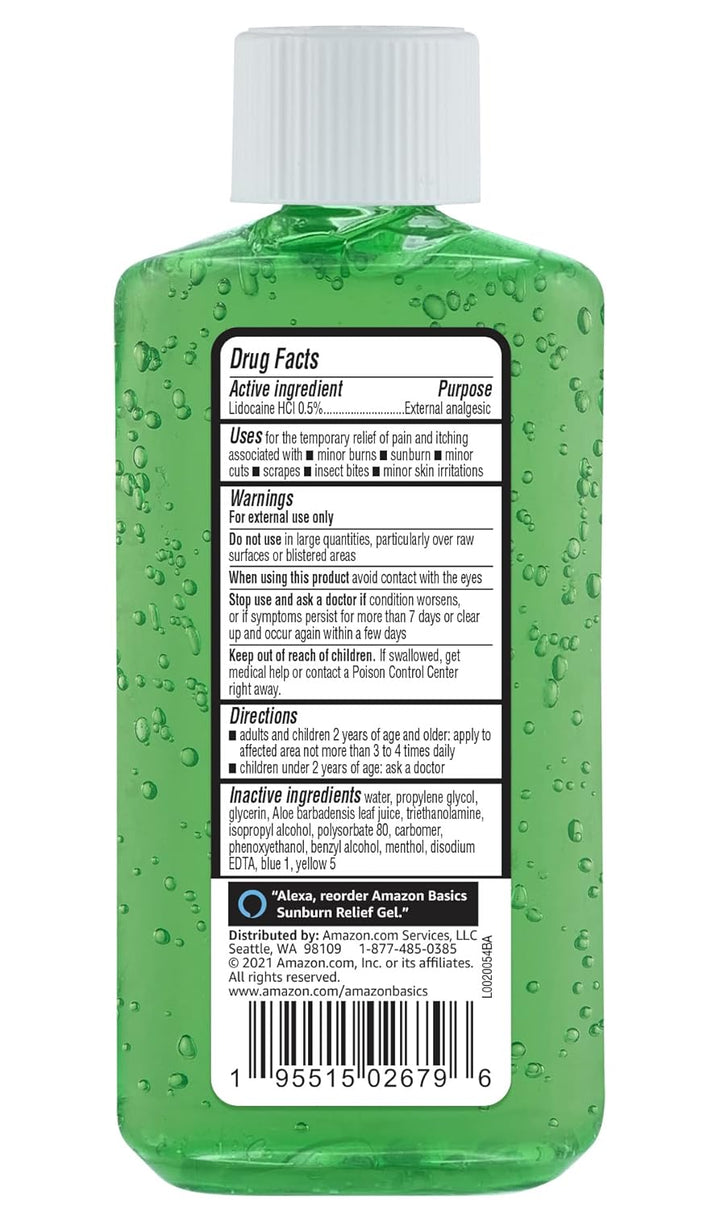 Sunburn Relief Gel with Aloe Vera, 8 Oz (Pack of 1) (Previously Solimo)