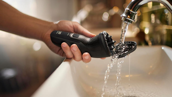 Shaver 2400 Series, Wet and Dry Electric Shaver, Pop-Up Trimmer, P-Cap, Deep Black, Model X3001/90