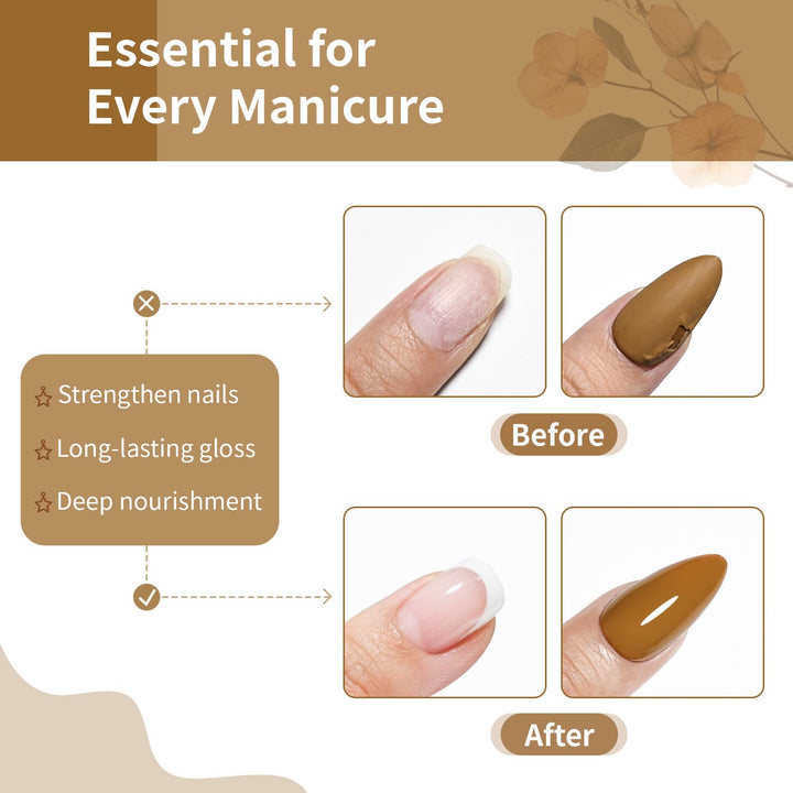 Base and Top Coat Nail Polish Quick Dry,16.5Ml Large Capacity Basic Nail Polish Set Air Dry Fast, High-Glossy Shiny, No U V Light Needed for Women Salon DIY Nail Art