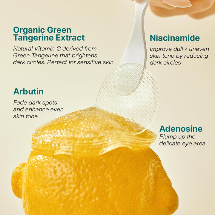 Green Tangerine Vitamin C Eye Patches 60 Sheets – Hydrating Gel under Eye Masks for Tired Puffy Eyes, Korean Skincare, Glass Skin Look, Daily Self Care Essentials