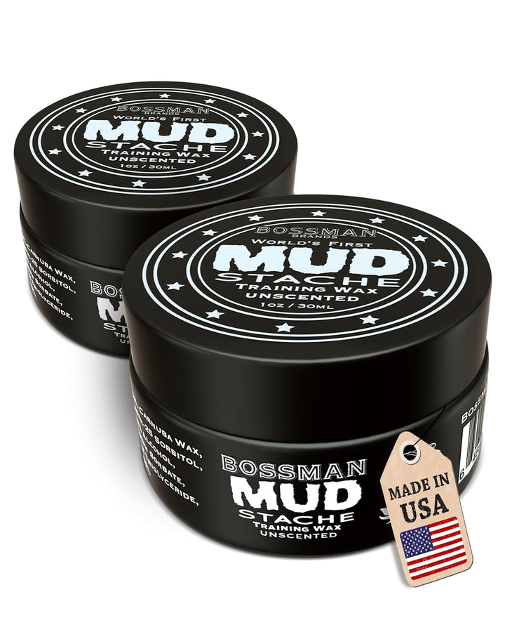 Mudstache Unscented Mustache Wax for Men (1 Oz) – Strong 24-Hour Hold, Non-Tacky & Easy to Apply for Taming & Styling