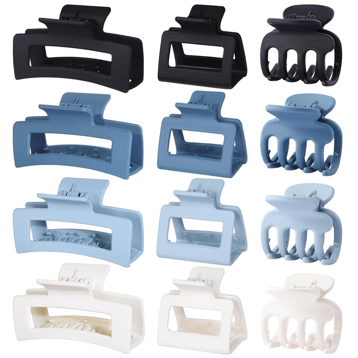 3 Styles Hair Clips for Women Small Medium Big Claw Clips for Thin Thick Hair 12 Pcs Hair Claw Clips Hair Clips Combination Hair Accessories for Women (Brown)