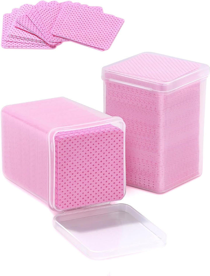 Lint Free Nail Wipes, 400 PCS Non-Woven Fabric Nail Cleaning Pads Pink Lash Extensions Glue Cleaning Wipes Salon Supplies